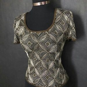 PAPELL BOUTIQUE Evening Silk Ornamental Top Sz S